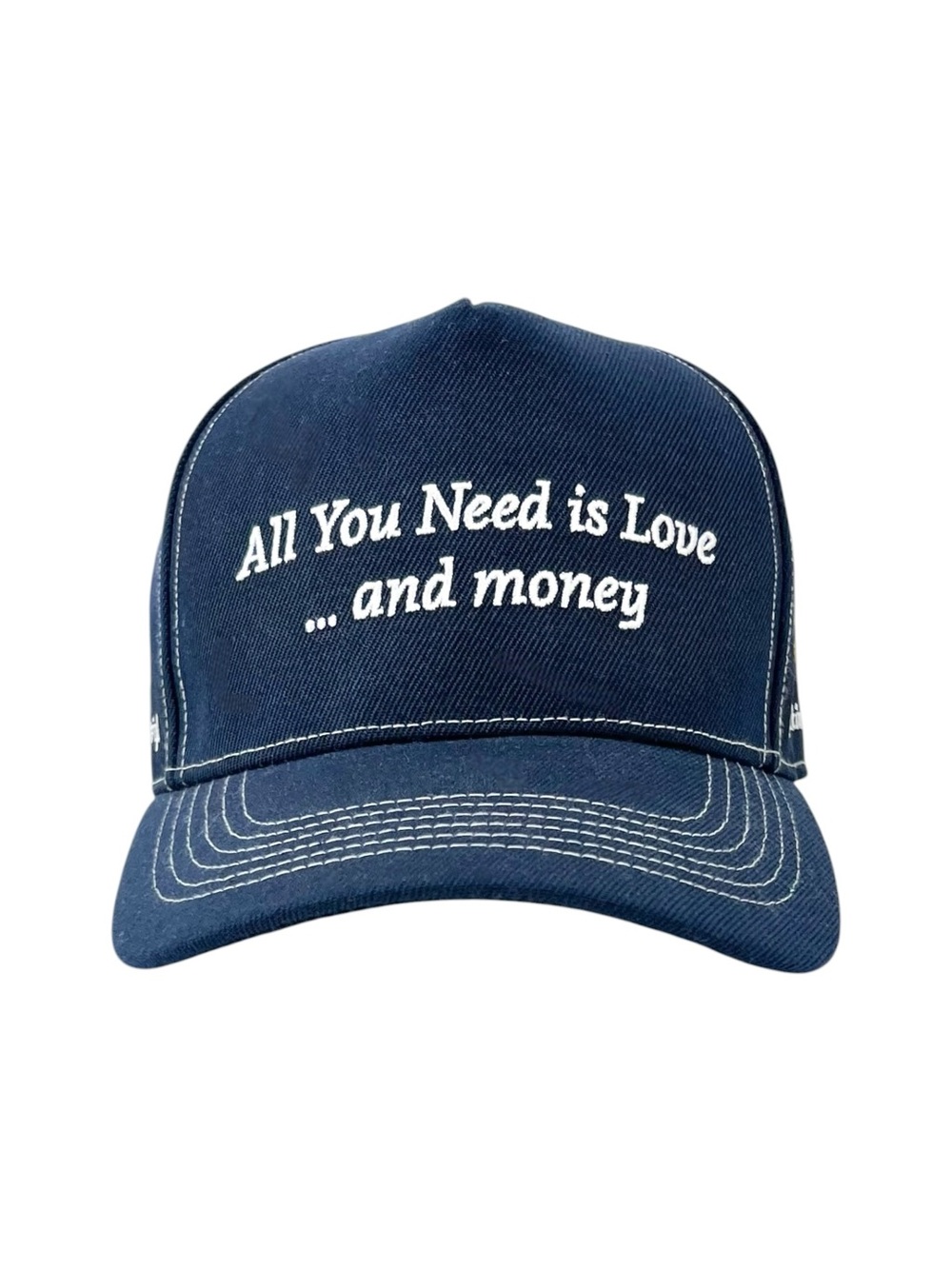 Dauphinette RARE Navy Blue All You Need Is Love And Money Adjustable 5 Panel Hat